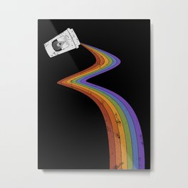 Coffee Cup Rainbow Pour // Abstract Barista Wall Hanging Artwork Graphic Design Metal Print