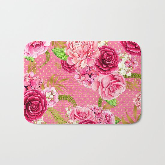 Pink Roses Pattern 07 Bath Mat
