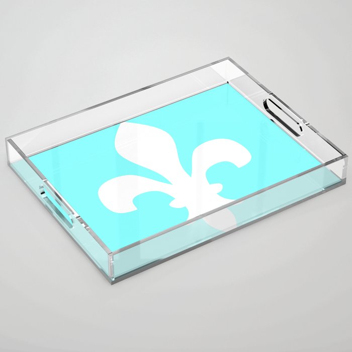 Fleur de Lis (White & Aqua) Acrylic Tray
