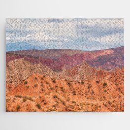 Argentina Photography - Orange Badlands Covered By Small Bushes Jigsaw Puzzle