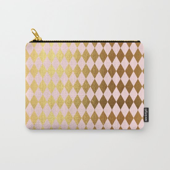 Royal gold on pink backround - Luxury geometrical pattern Carry-All Pouch