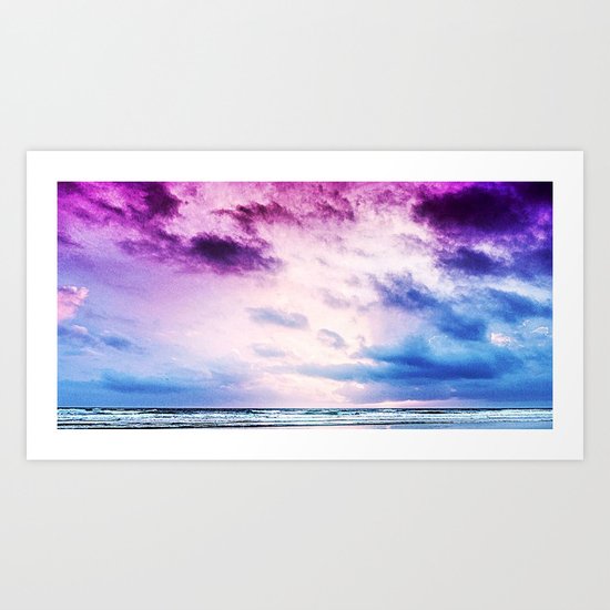 Cloudy shores Art Print