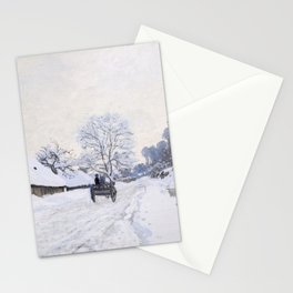 Claude Monet - Cart on the Snowy Road at Honfleur Stationery Card