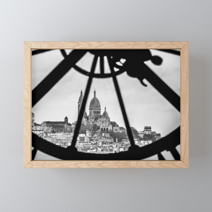 Montmartre, Paris France cityscape skyline black and white photograph - photography - photographs wall decor Framed Mini Art Print