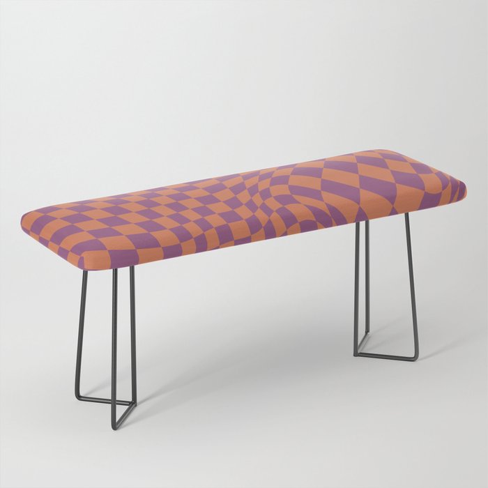 Chequerboard Pattern - Purple Orange Bench