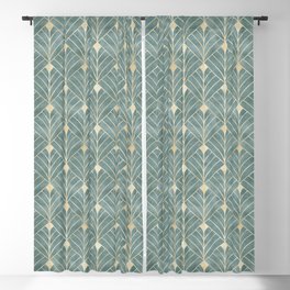 Art Deco Diamonds in Teal and Gold Blackout Curtain