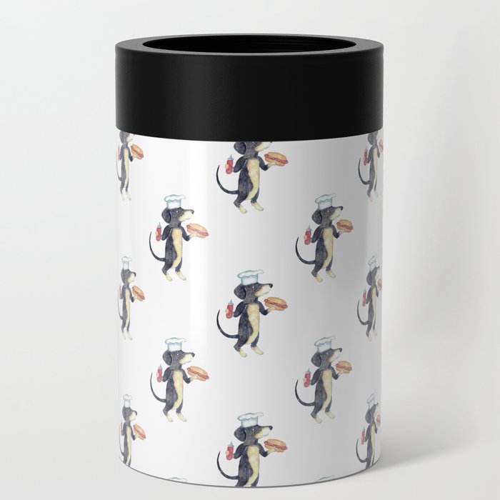 Dog dachshund hotdog Painting Can Cooler