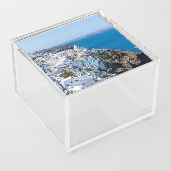 Santorini, Greece, Coastal, Cobalt Blue Ocean  Acrylic Box