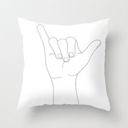 Minimal Line Art Shaka Hand Gesture Throw Pillow