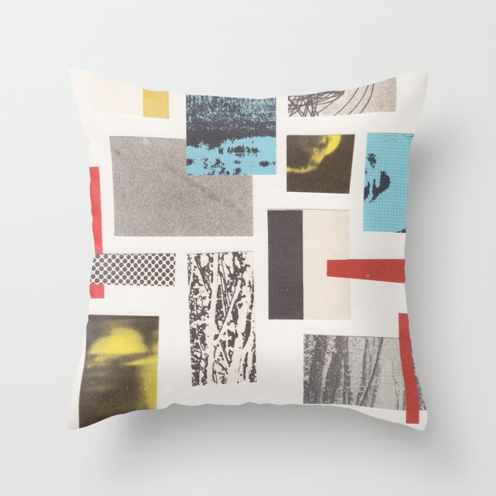 Abstract Geometric Paper Collage Throw Pillow