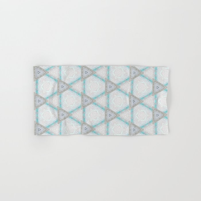 Decorative Geometrical Aqua White Pattern Design Hand Bath Towel