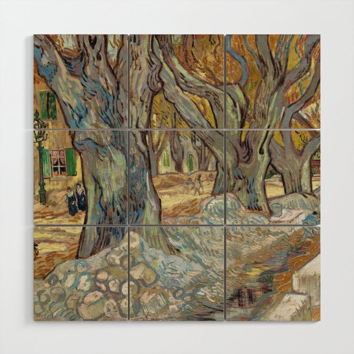 Vincent van Gogh - The Large Plane Trees (Road Menders at Saint-Rémy) 1889 Wood Wall Art