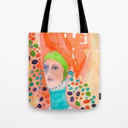 Portrait of a lady Long Neck Orange Tote Bag