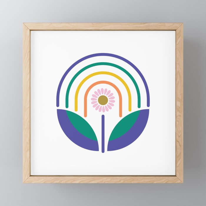 Rainbow Flower Framed Mini Art Print