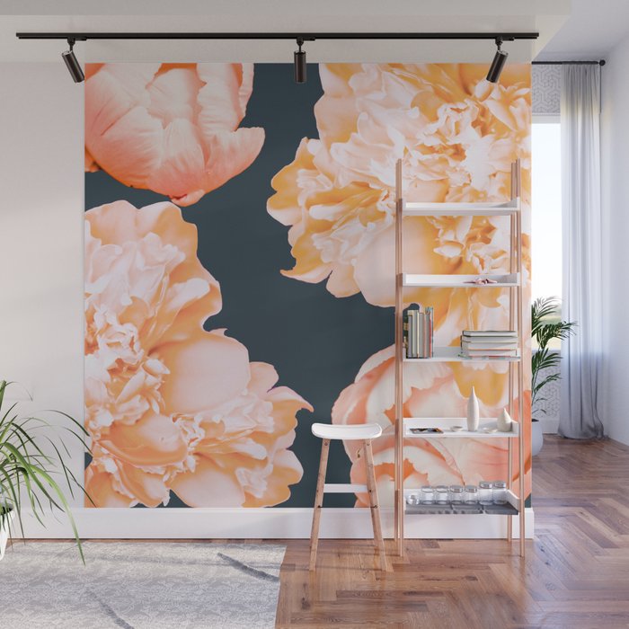 Peach Colored Flowers Dark Background Decor Society6 Art Wall Peach Colored Flowers Dark Background Decor Society6 Art Wall Mural