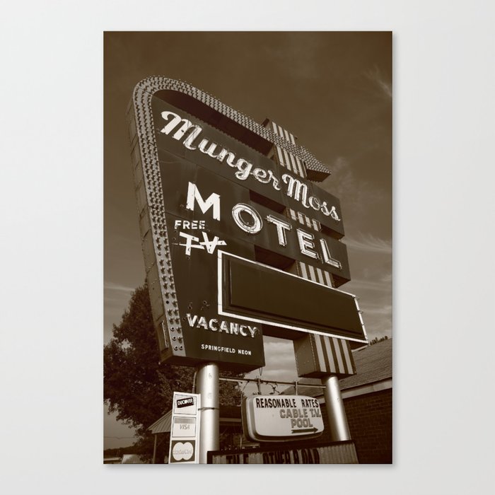Route 66 - Munger Moss Motel 2010 #2 Sepia Canvas Print