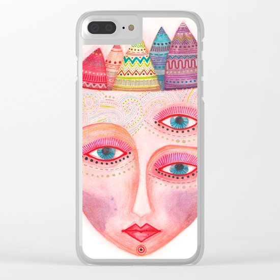 girl with the most beautiful eyes mask portrait Clear iPhone Case