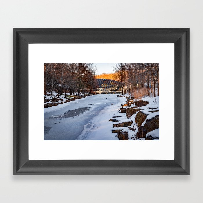 Frozen Winter Waters At Crystal Bridges Framed Art Print