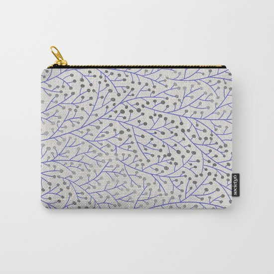 Silver & Periwinkle Berry Branches Carry-All Pouch