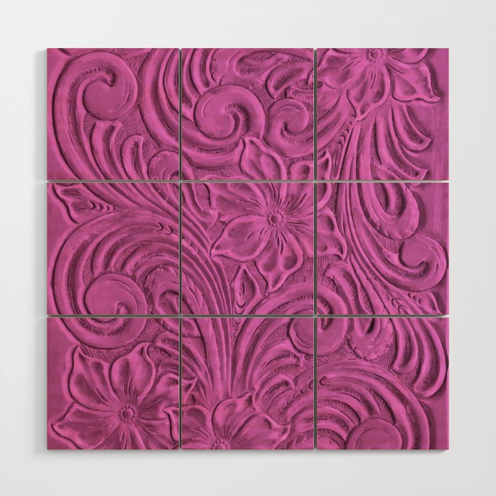 Bright pink tooled leather Wood Wall Art