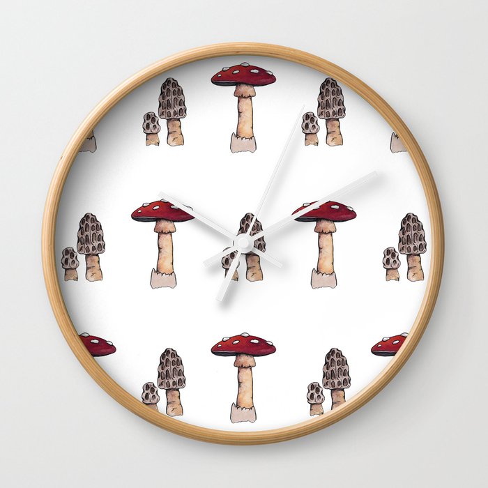 Mushroom Medley #2 - Red and Brown Wall Clock
