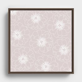Peonie flower lineart pink | Minimalistic | Floral | Plant | Botanical  Framed Canvas