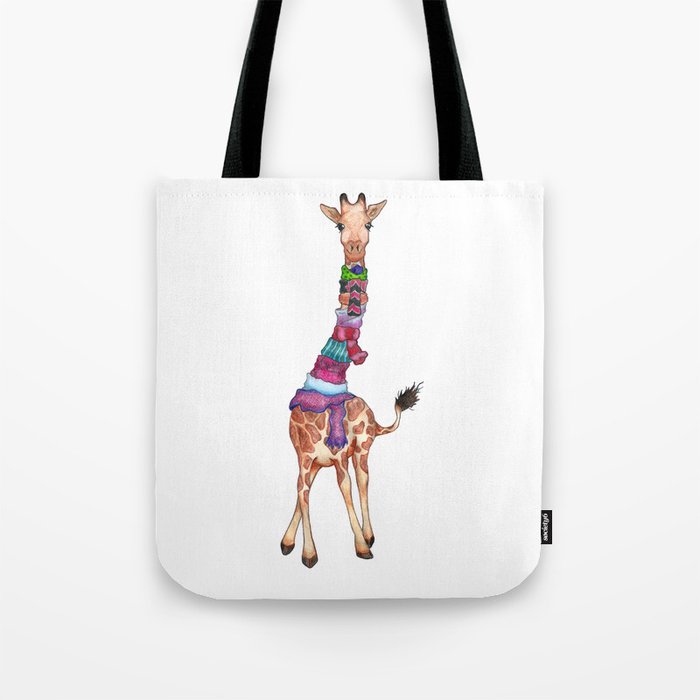 Cold Outside - cute giraffe illustration Tote Bag by Perrin Le Feuvre ...