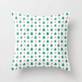 Gingerbread & Christmas Trees Throw Pillow