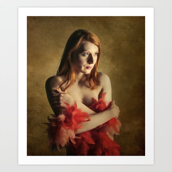 She wears red feathers Art Print