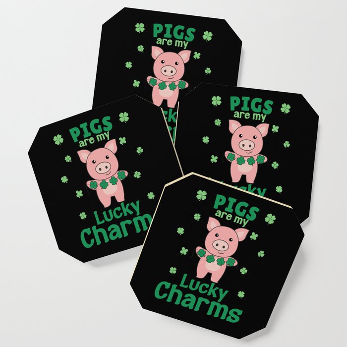 Pigs Are My Lucky Charms St Patrick's Day Coaster