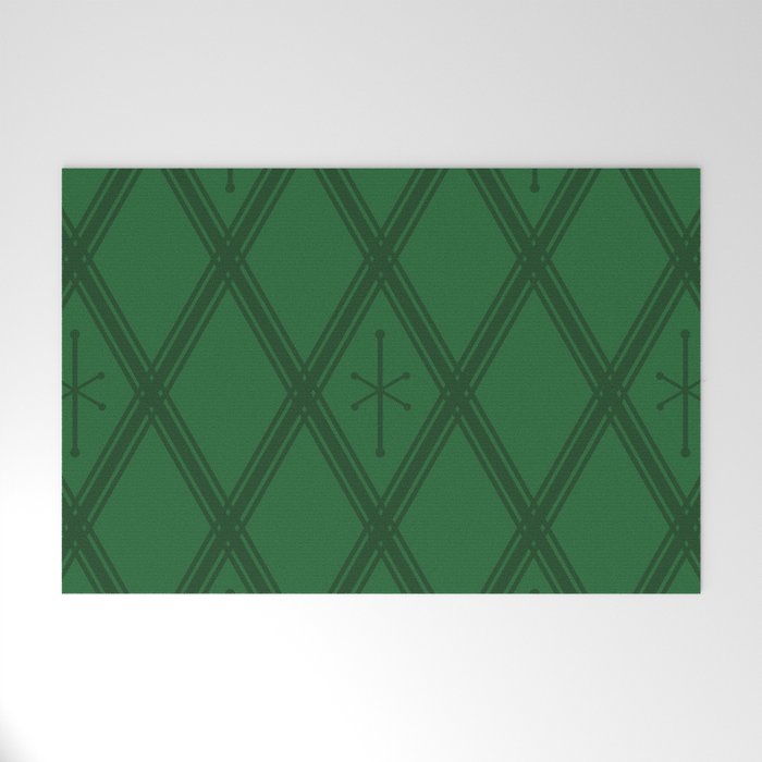 Retro Criss Cross Forest Green Welcome Mat