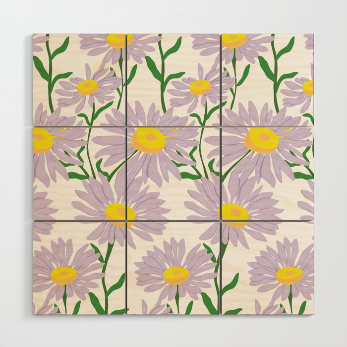 Lilac Asters Wood Wall Art