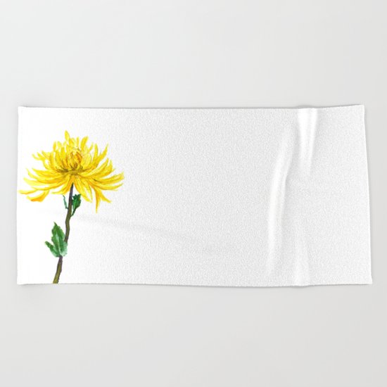 one yellow chrysanthemum Beach Towel