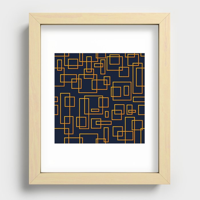 Orange Color Geometric Pattern Recessed Framed Print