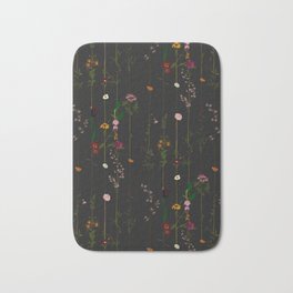 Floral Wallroll - Dark Bath Mat | Floral, Charcoal, Grunge, Flower, Stripe, Flowers, Modern, Girly, Digital, Stripes 