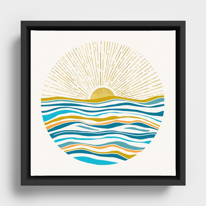 Sunrise At Sea Abstract Landscape Framed Canvas