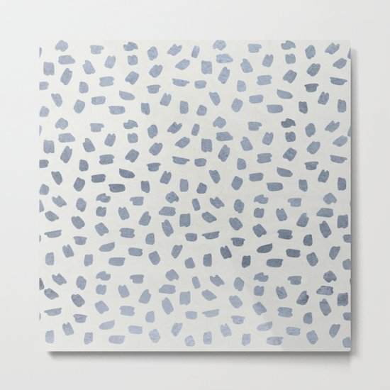 Simply Ink Splotch Indigo Blue on Lunar Gray Metal Print