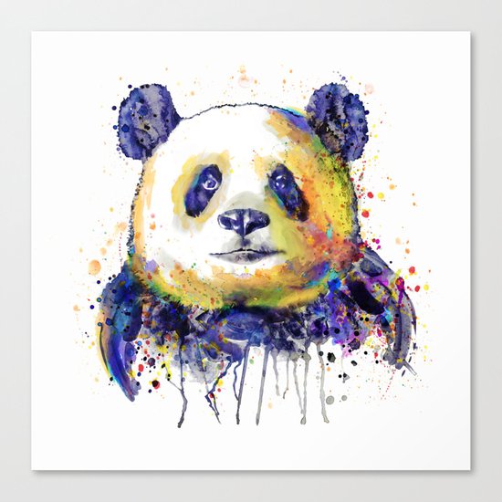 Colorful Panda Head Canvas Print