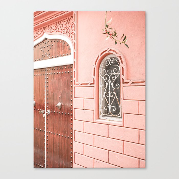 Moroccan Wooden Door In Dutch City Haarlem Photo | Colors Of Marrakech In Holland Art Print | Pink Europe Travel Photography Canvas Print