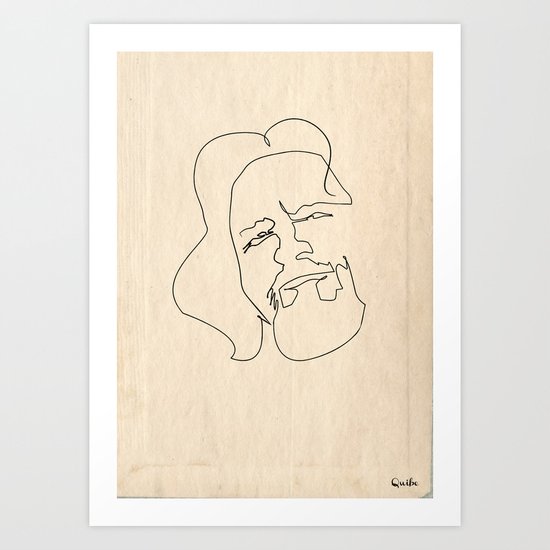 One line Big Lebowski (The Dude) Art Print