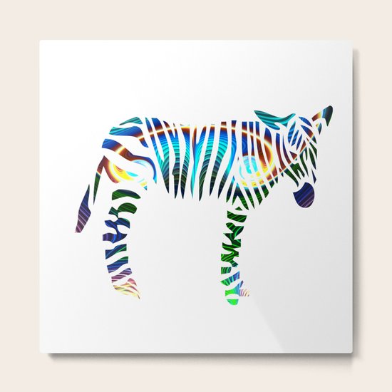 Rainbow Zebra Metal Print