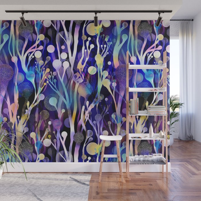 Space Seaweed Otherworldly Botanicals Abstract Flowers Wall Mural