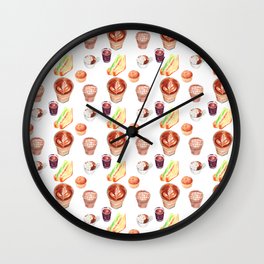 Coffee brunch pattern Wall Clock