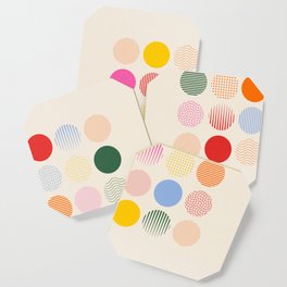 Retro Geometric Circles: Peach Bauhaus Edition Coaster