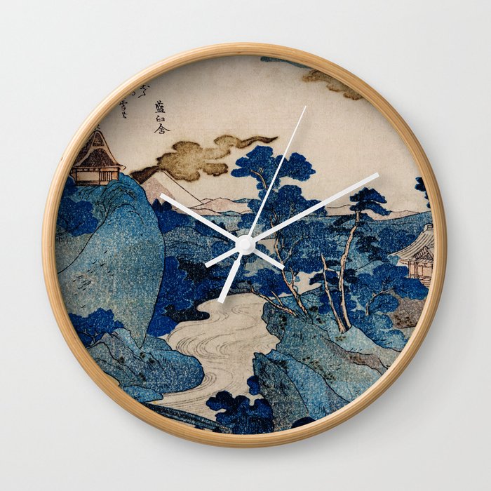 Cottages On Cliffs Traditional Japanese Landscape Wall Clock