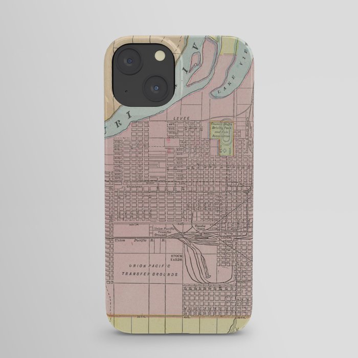 Vintage Map of Council Bluffs IA (1901) iPhone Case