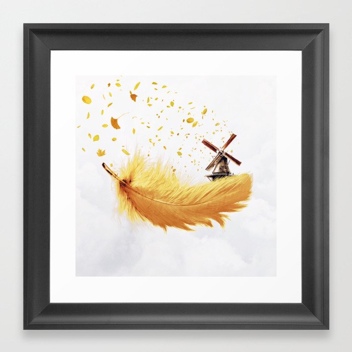 Air Feather • Yellow Feather I Framed Art Print