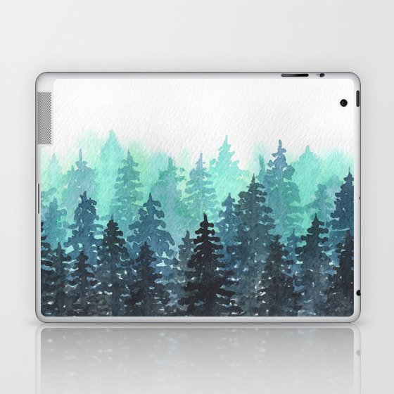 Foggy Trees Watercolor Laptop & iPad Skin