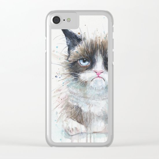 Grumpy Kitty Cat Clear iPhone Case