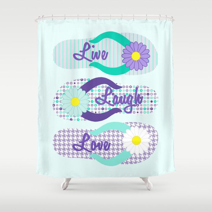 Live Laugh Love In Turquoise Purple Shower Curtain By